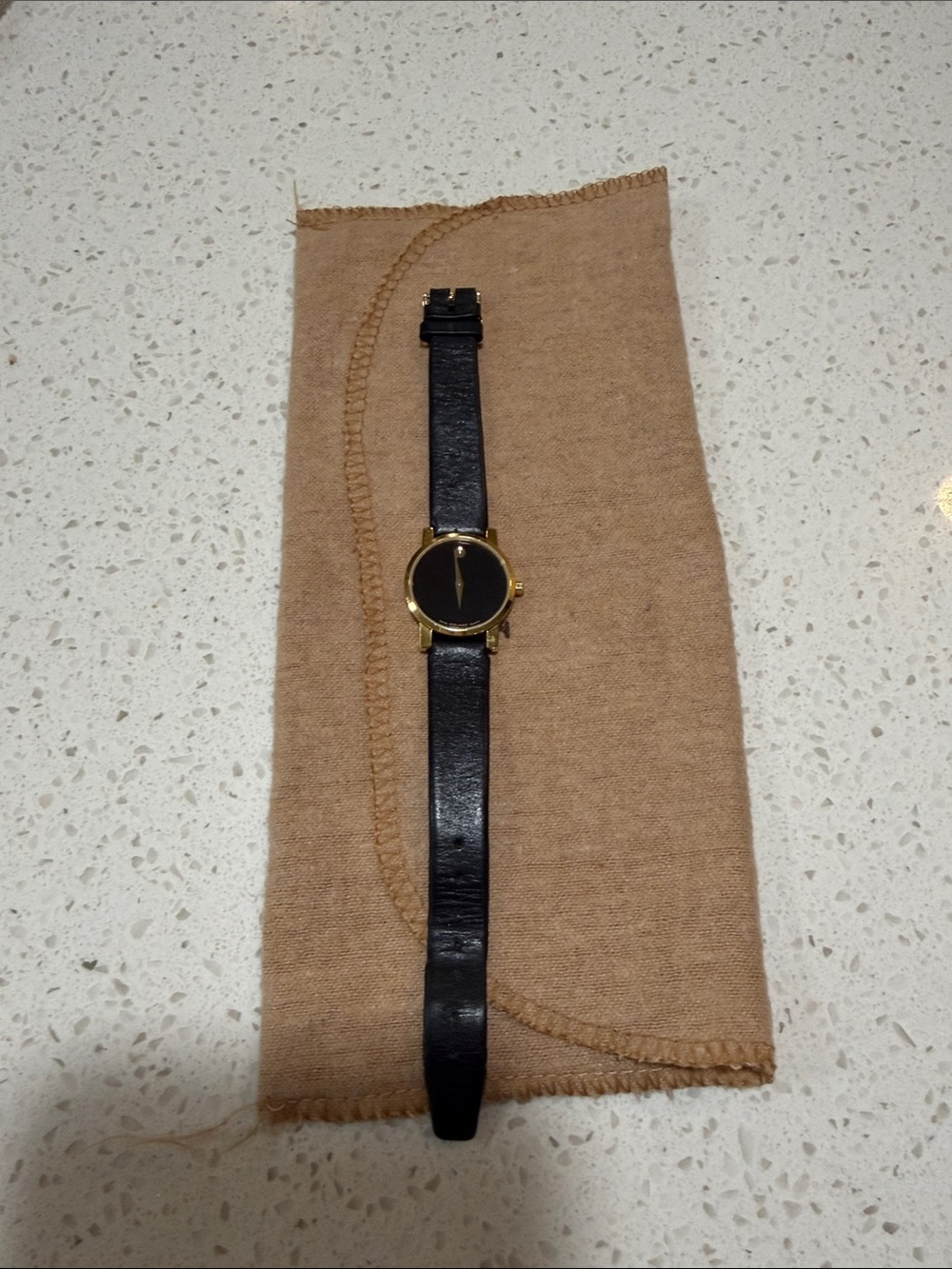 Movado Black Dial Women's Watch with Gold Case